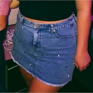Denim Studded Mini Skirt